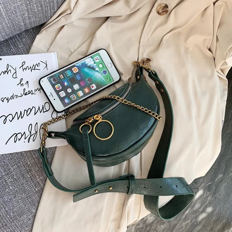 Chained Crossbody Bag Leather Waterproof Safe Small Shoulder