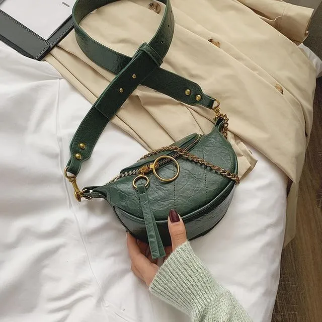 Chained Crossbody Bag Leather Waterproof Safe Small Shoulder