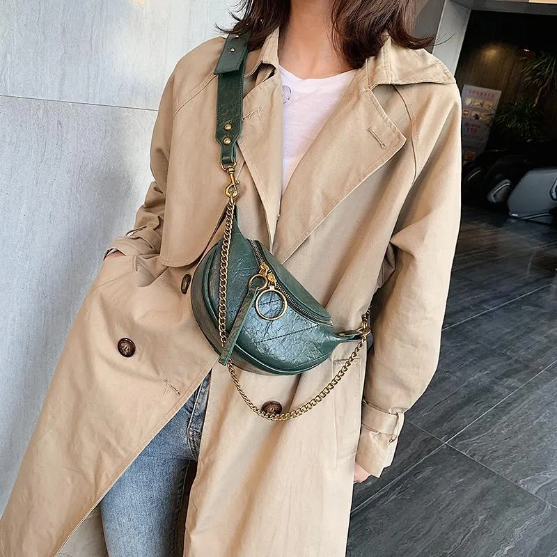 Chained Crossbody Bag Leather Waterproof Safe Small Shoulder