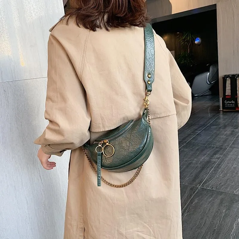 Chained Crossbody Bag Leather Waterproof Safe Small Shoulder