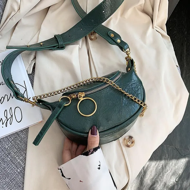 Chained Crossbody Bag Leather Waterproof Safe Small Shoulder