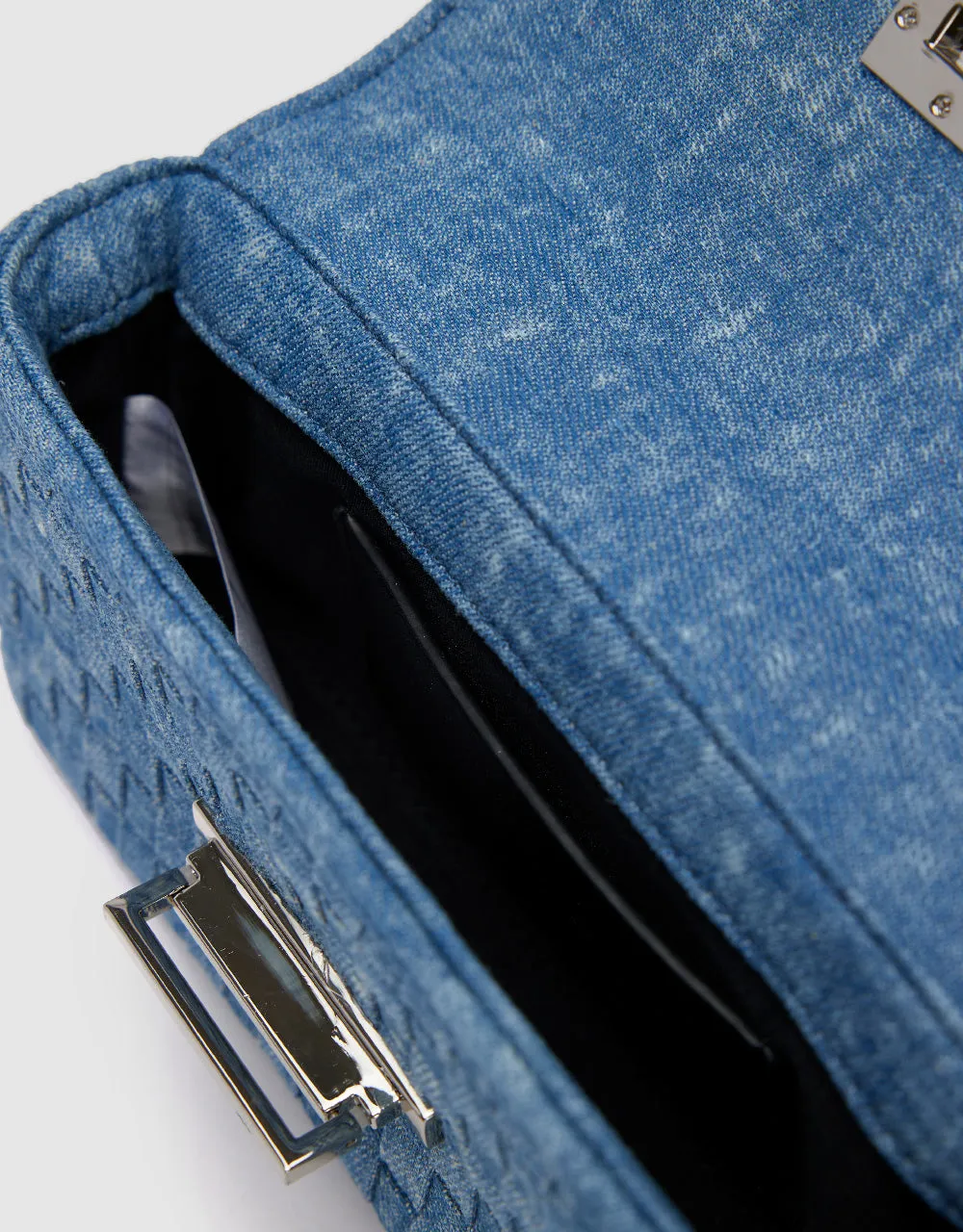 Chained Denim Shoulder Bag