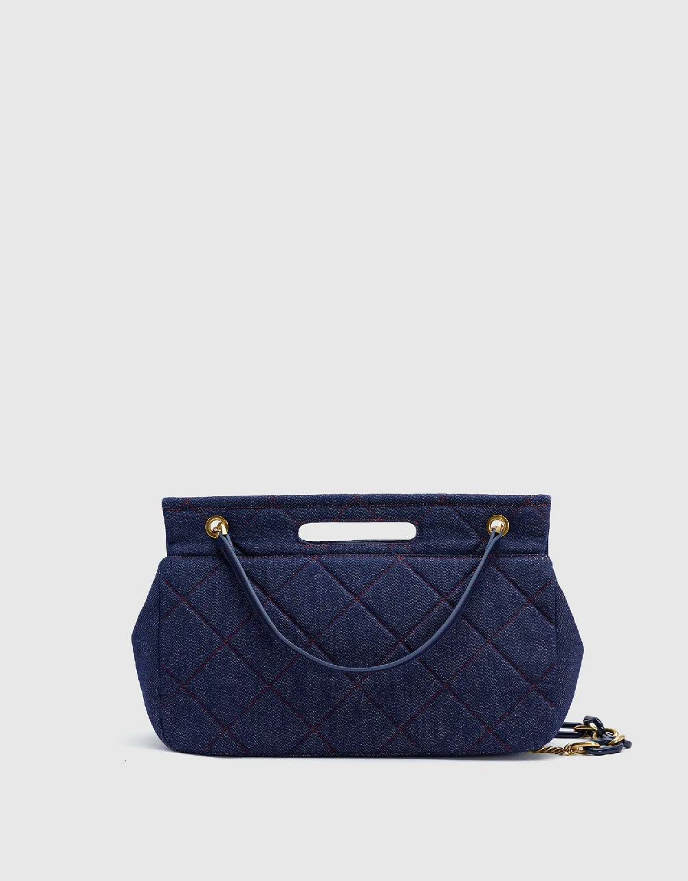 Chained Denim Shoulder Bag