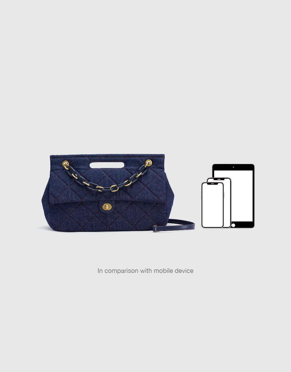 Chained Denim Shoulder Bag