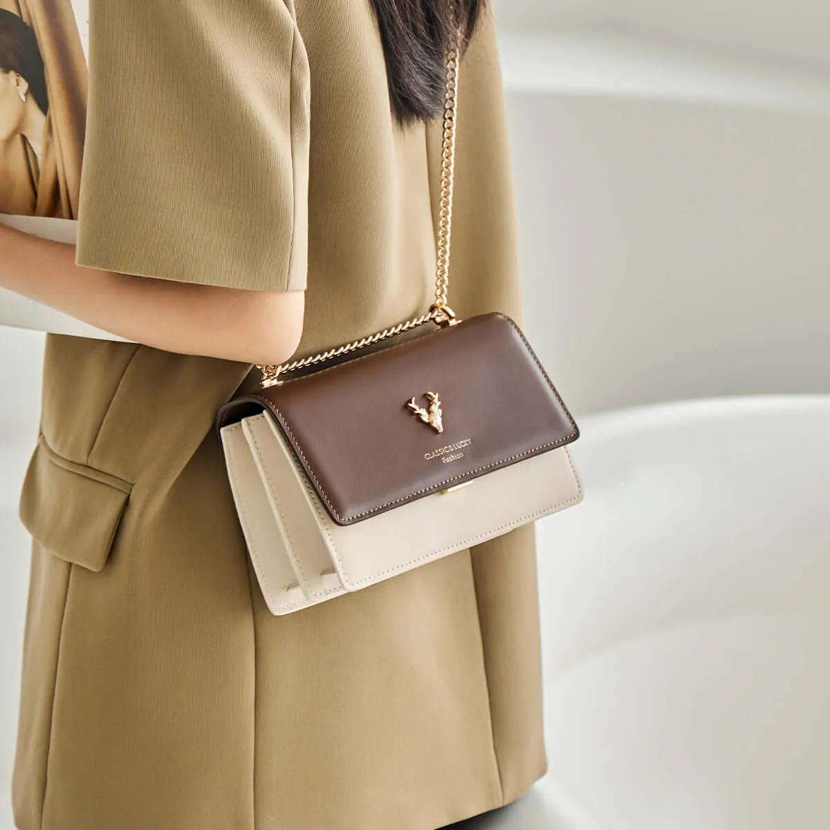 Chained Shoulder Bag Highly-rated Kylie Massive bargain Leather Double