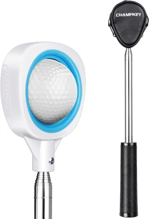 CHAMPKEY Two-Sided 6Ft / 9Ft / 12Ft / 14.5Ft Golf Ball Retriever Lite Version - Premium Stainless Steel Telescopic Golf Ball Picker- Come with Premium Head Cover