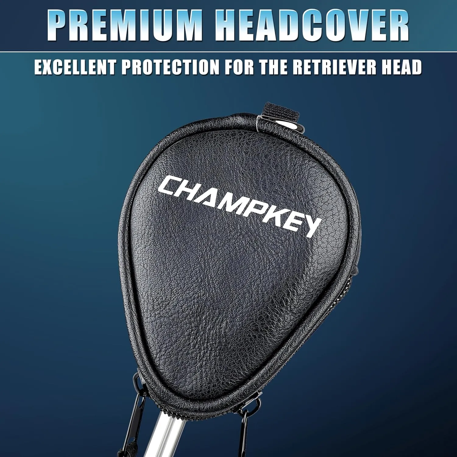 CHAMPKEY Two-Sided 6Ft / 9Ft / 12Ft / 14.5Ft Golf Ball Retriever Lite Version - Premium Stainless Steel Telescopic Golf Ball Picker- Come with Premium Head Cover