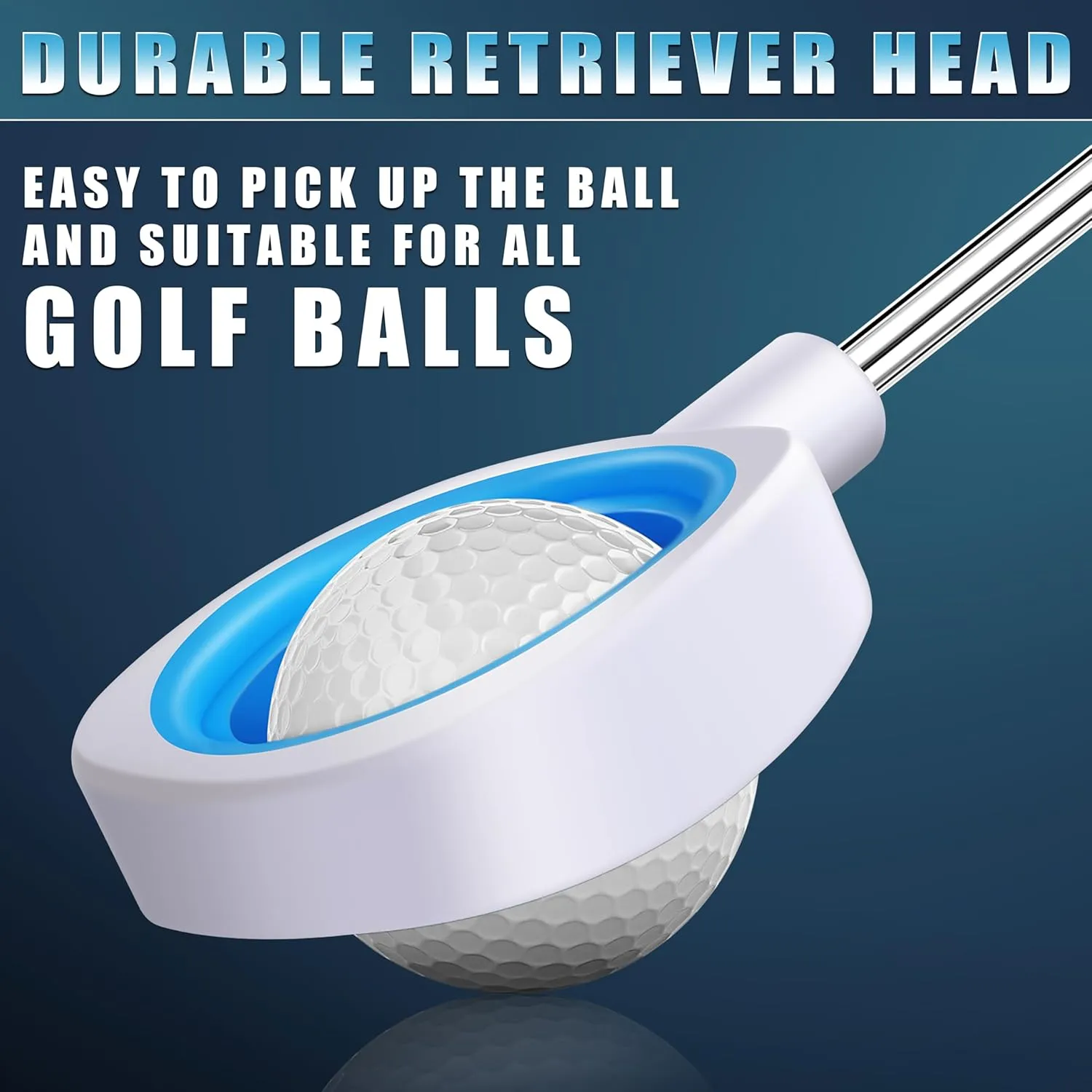 CHAMPKEY Two-Sided 6Ft / 9Ft / 12Ft / 14.5Ft Golf Ball Retriever Lite Version - Premium Stainless Steel Telescopic Golf Ball Picker- Come with Premium Head Cover