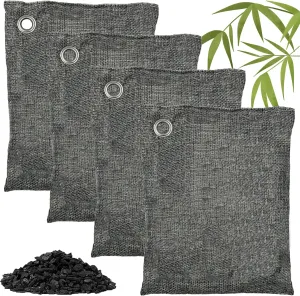 Charcoal bags Odor Absorber Activated Bamboo Charcoal Air Purifying Bag for Home Odor Eliminator Car Air Freshener for Closet Deodorizer Shoe Room Basement Litter Box Pet safe Bag-4x200g