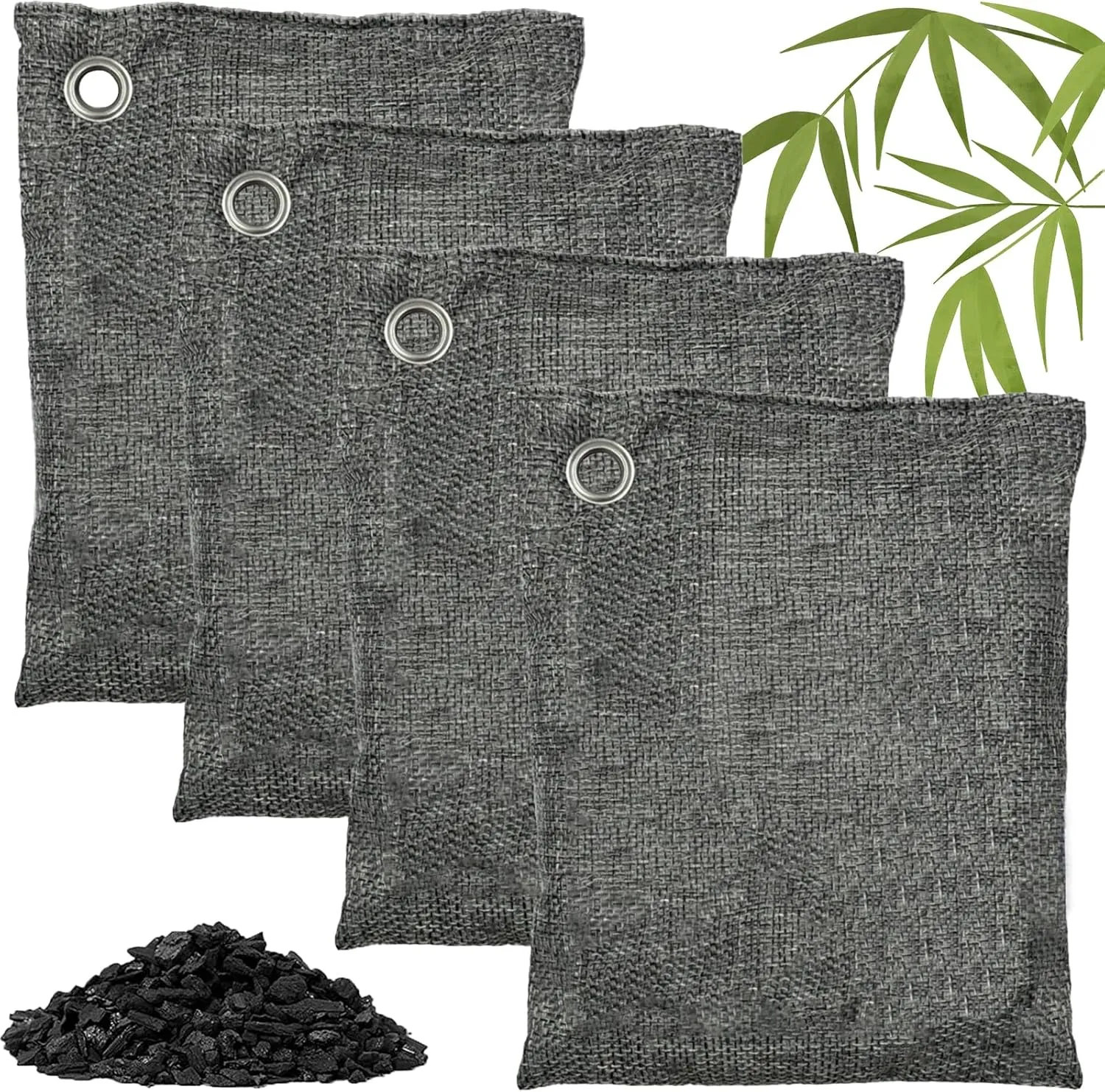 Charcoal bags Odor Absorber Activated Bamboo Charcoal Air Purifying Bag for Home Odor Eliminator Car Air Freshener for Closet Deodorizer Shoe Room Basement Litter Box Pet safe Bag-4x200g