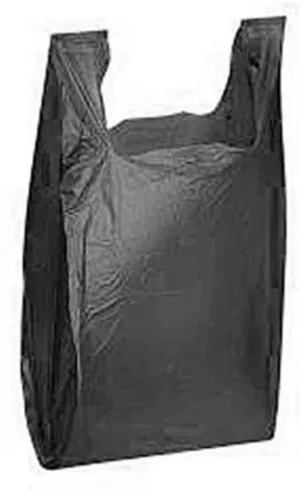 Charm Your Prince 100 Black Disposable Plastic Shopping Gift Bags with Handles - Medium - 11 1/2" x 6" x 21"