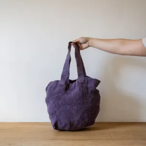 Charvet Éditions French Linen Bag Nomade Aubergine