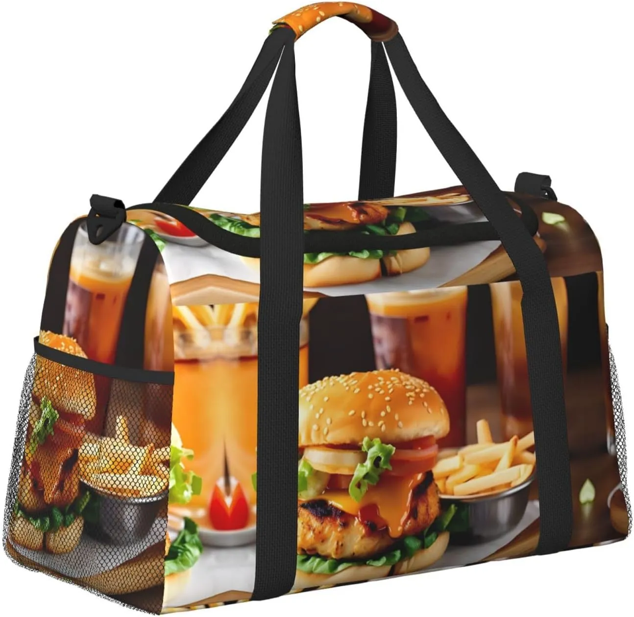 Chicken Leg Burger Drink Travel Bag, Weekender Bags For Women Men For Outdoor Adventures, Ideal For Camping And Hiking