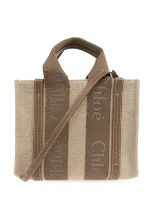 Chloè Woody Small Canvas And Leather Tote Bag