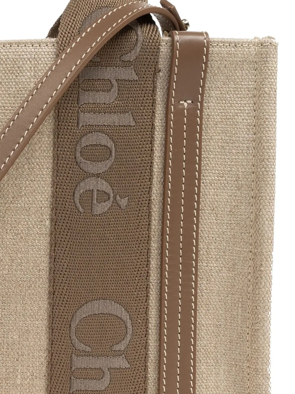 Chloè Woody Small Canvas And Leather Tote Bag