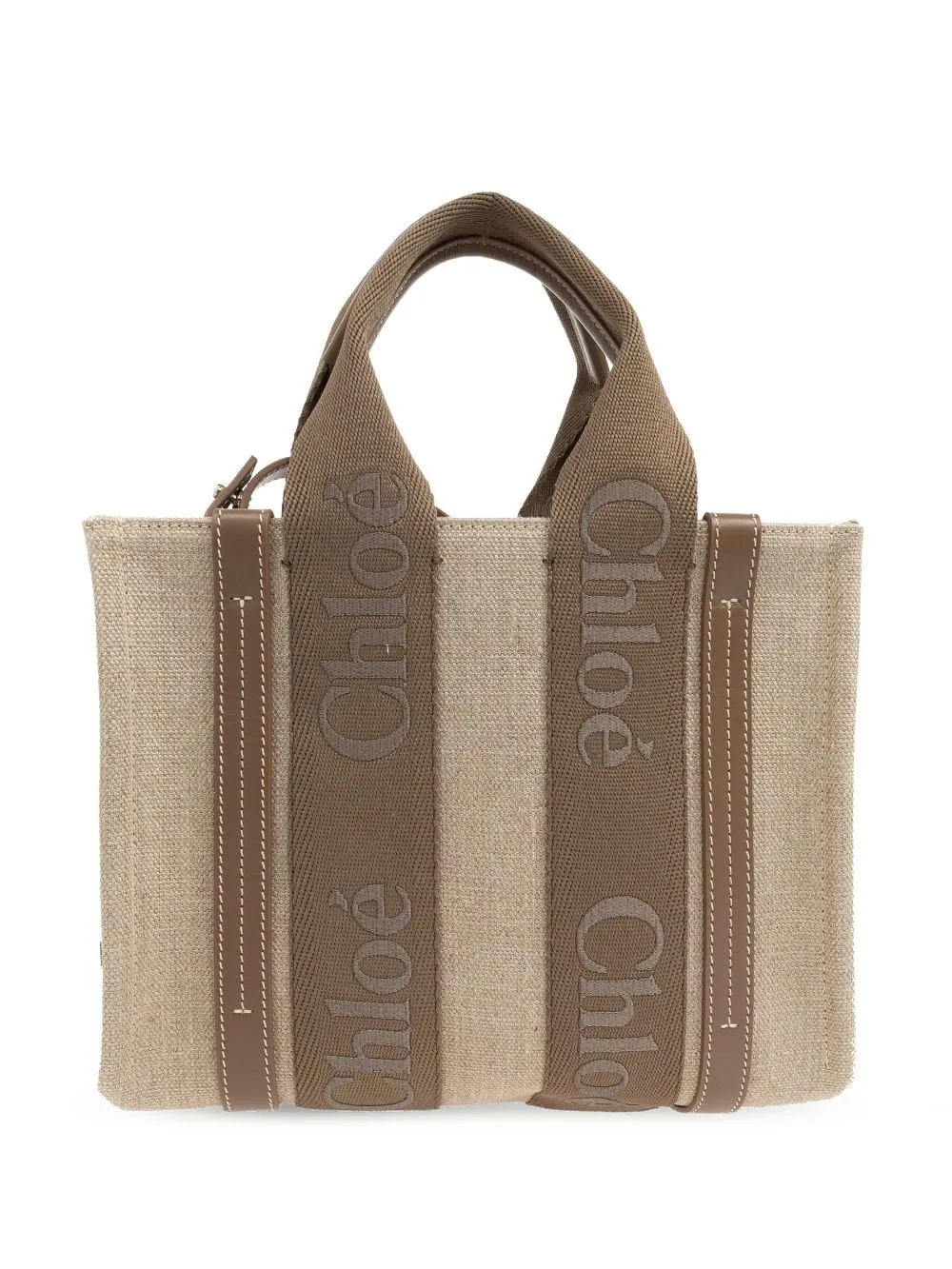 Chloè Woody Small Canvas And Leather Tote Bag