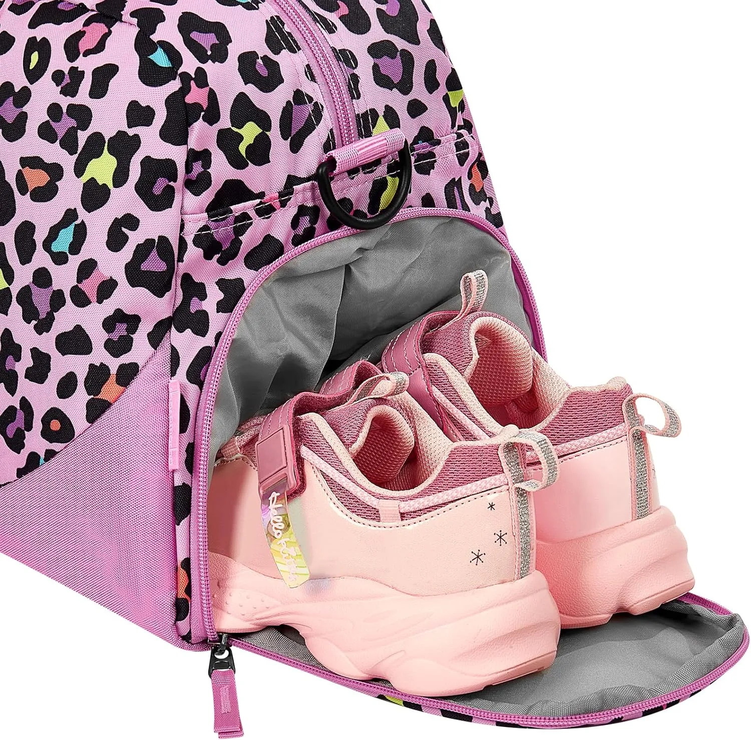 Choco Mocha Kids Duffle Bag Girls - Cheetah Weekender Overnight Bags for Girl Ages 9-12, Pink