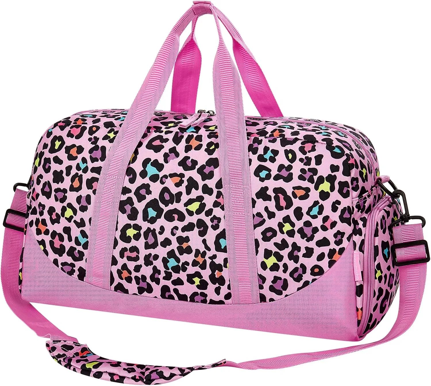 Choco Mocha Kids Duffle Bag Girls - Cheetah Weekender Overnight Bags for Girl Ages 9-12, Pink