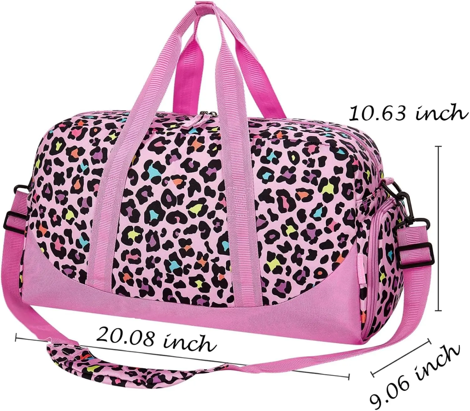Choco Mocha Kids Duffle Bag Girls - Cheetah Weekender Overnight Bags for Girl Ages 9-12, Pink