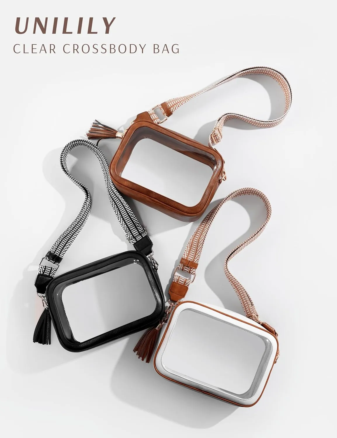 Clear Bag for Stadium Events, Clear Purse Stadium Approved Crossbody Bag for Concerts Sports Festivals Events Women