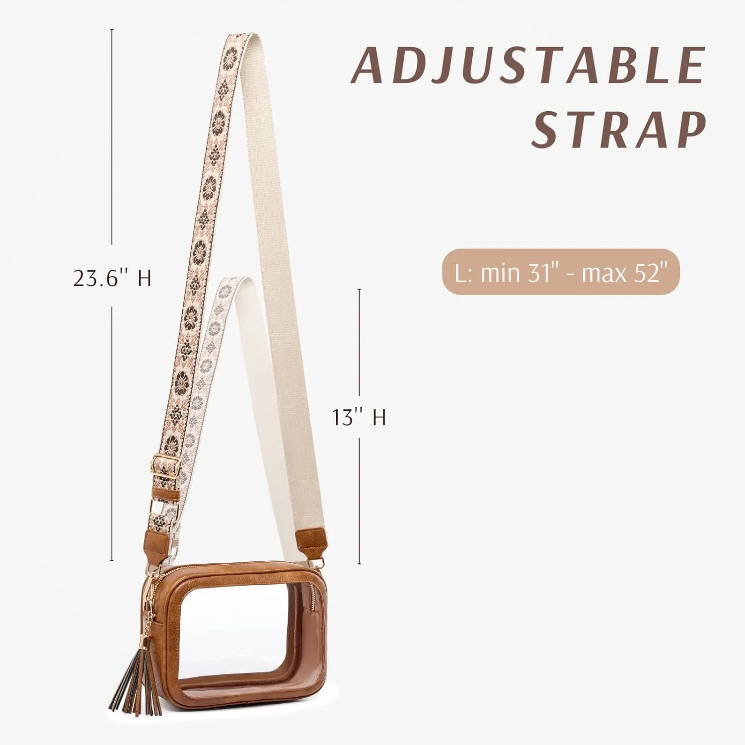 Clear Bag for Stadium Events, Clear Purse Stadium Approved Crossbody Bag for Concerts Sports Festivals Events Women