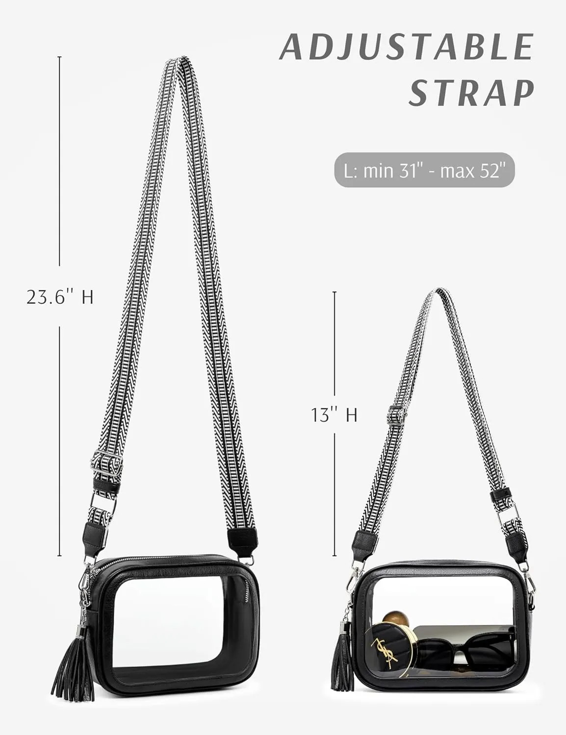 Clear Bag for Stadium Events, Clear Purse Stadium Approved Crossbody Bag for Concerts Sports Festivals Events Women