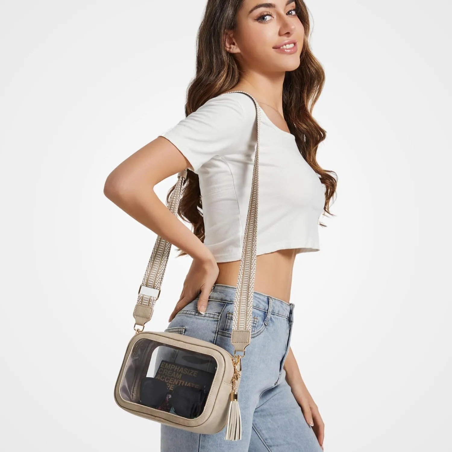 Clear Bag for Stadium Events, Clear Purse Stadium Approved Crossbody Bag for Concerts Sports Festivals Events Women