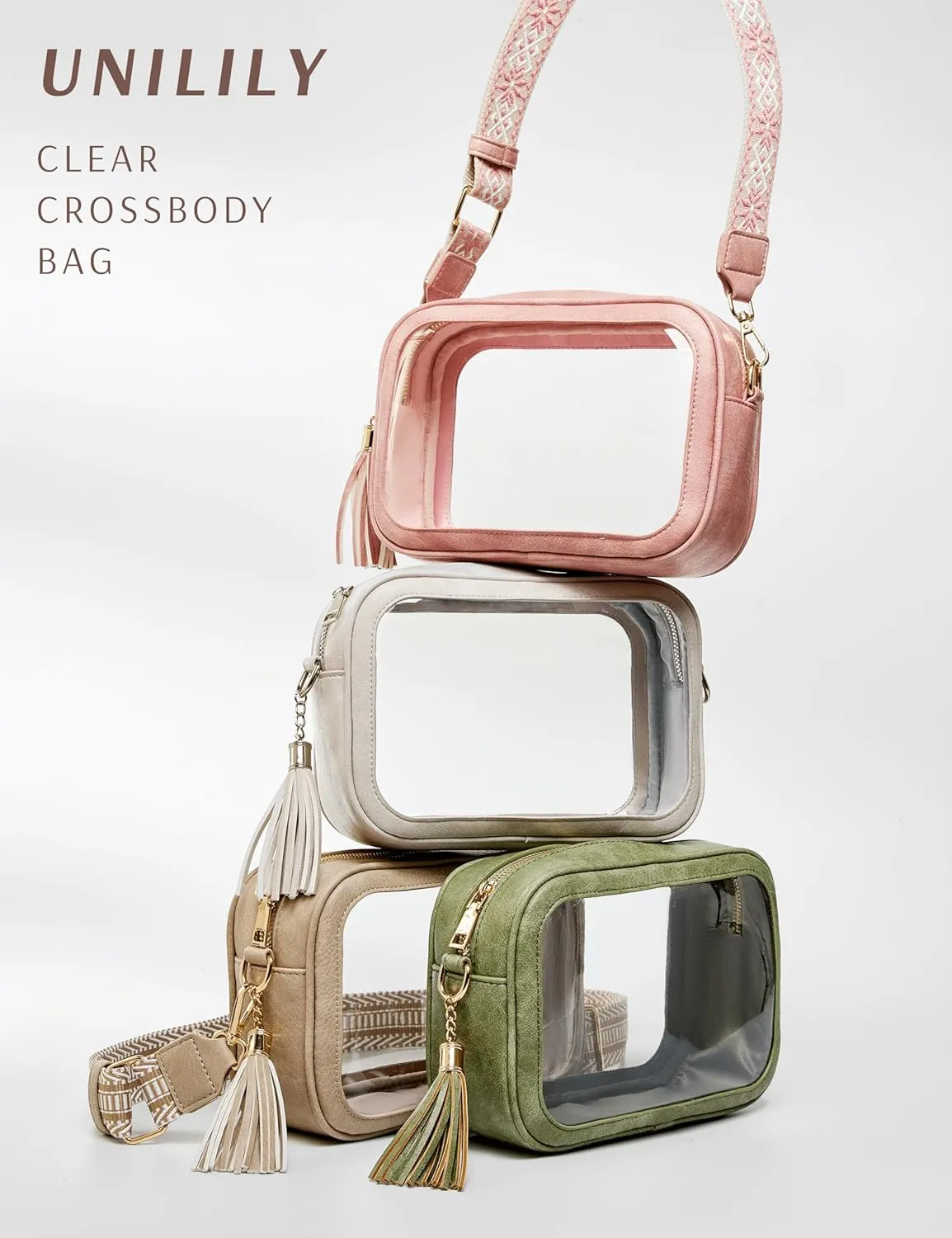 Clear Bag for Stadium Events, Clear Purse Stadium Approved Crossbody Bag for Concerts Sports Festivals Events Women