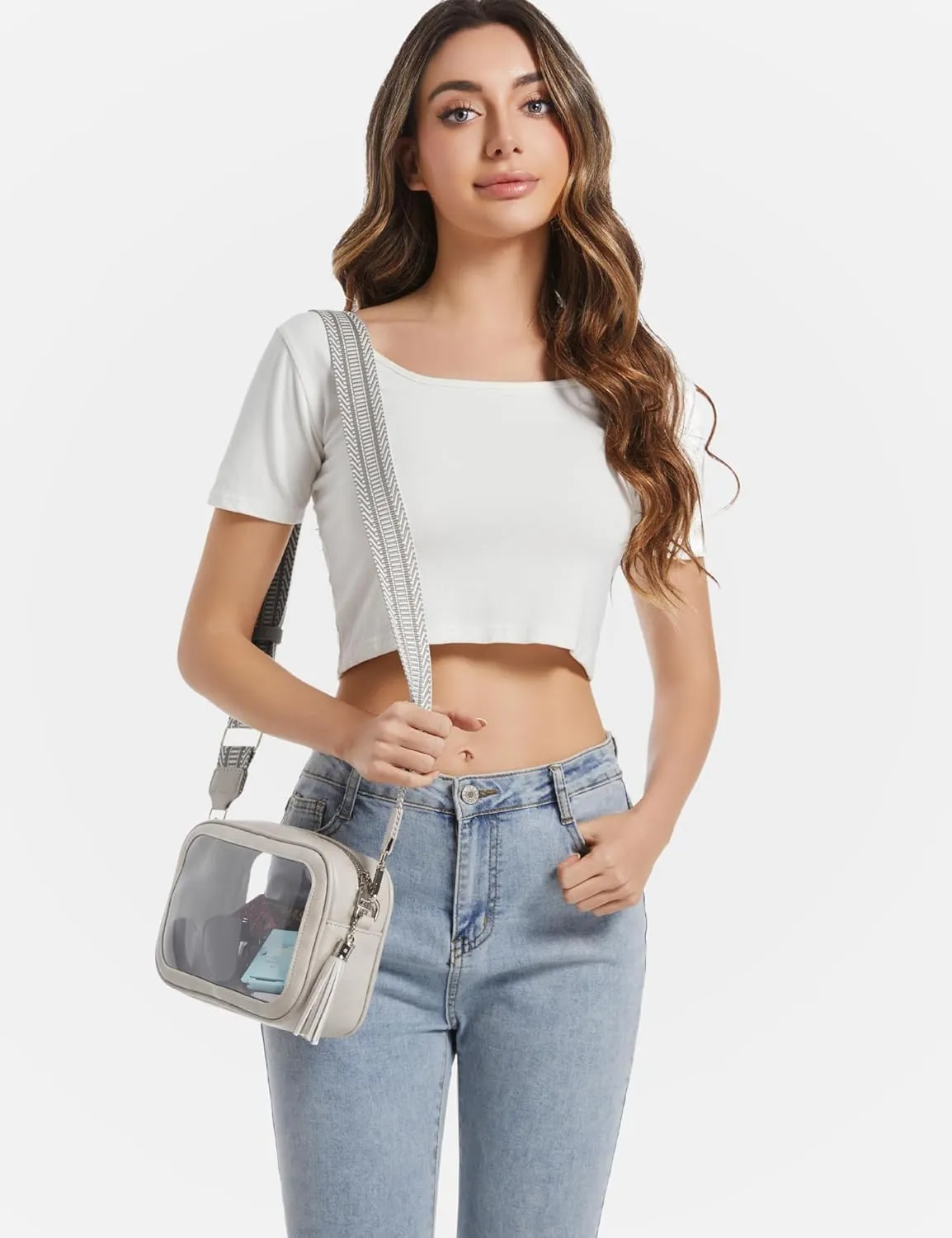 Clear Bag for Stadium Events, Clear Purse Stadium Approved Crossbody Bag for Concerts Sports Festivals Events Women