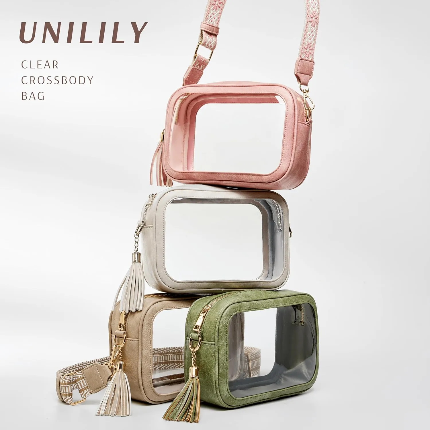 Clear Bag for Stadium Events, Clear Purse Stadium Approved Crossbody Bag for Concerts Sports Festivals Events Women