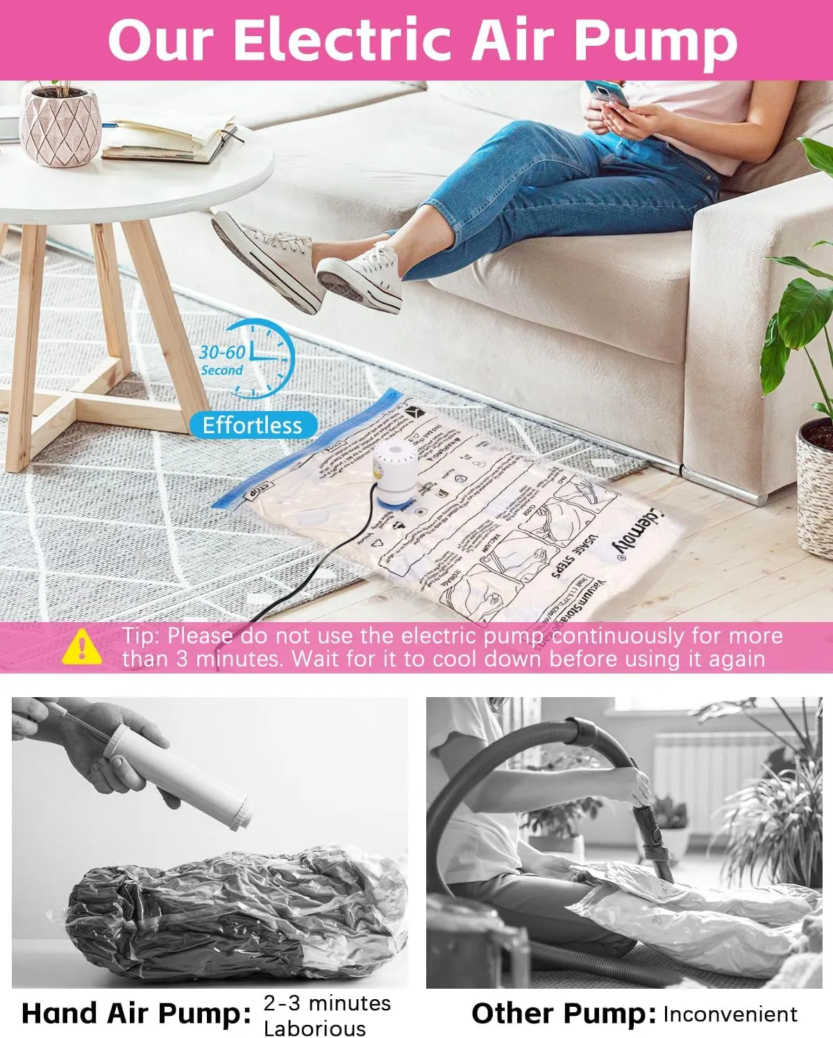 Colemoly Vacuum Storage Bags with Electric Air Pump 12 Pack Space Saver Vacuum Seal Bags for Clothing, Travel Essentials, Storage and Organization, Moving Supplies(4 Jumbo/ 4 Large/ 4 Medium)