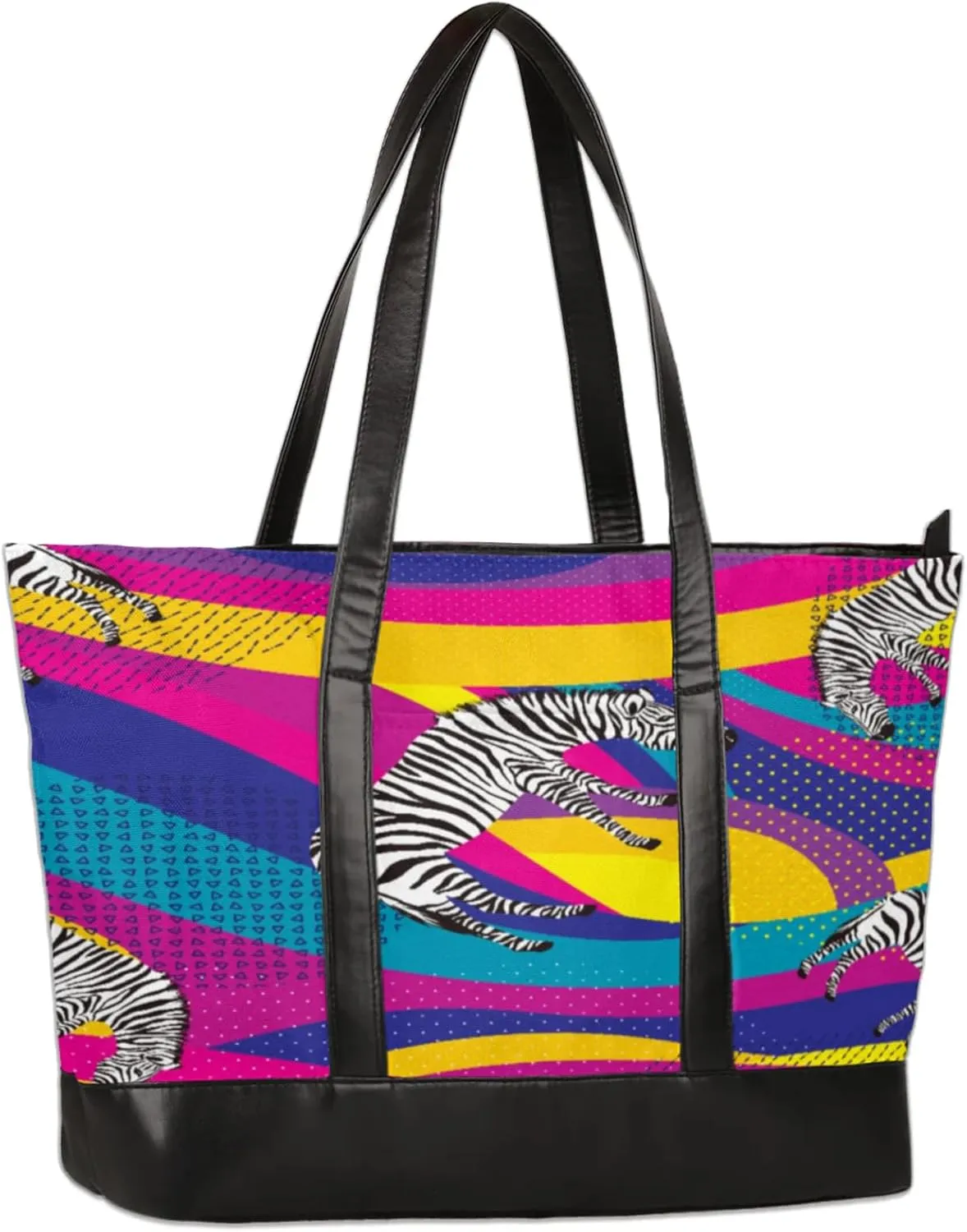 Colorful Textured Zebras Laptop Tote Bag for Women Lightweight Work Purse with Multiple Compartments Fits 13-15.6 Inch Laptop Tablet Shoulder Bag for Office Travel Daily Use