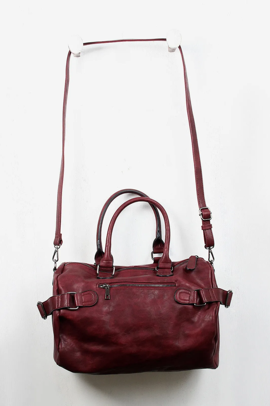 Commuter Closing soon Convenient delivery Leather Zip Bag Vegan Double