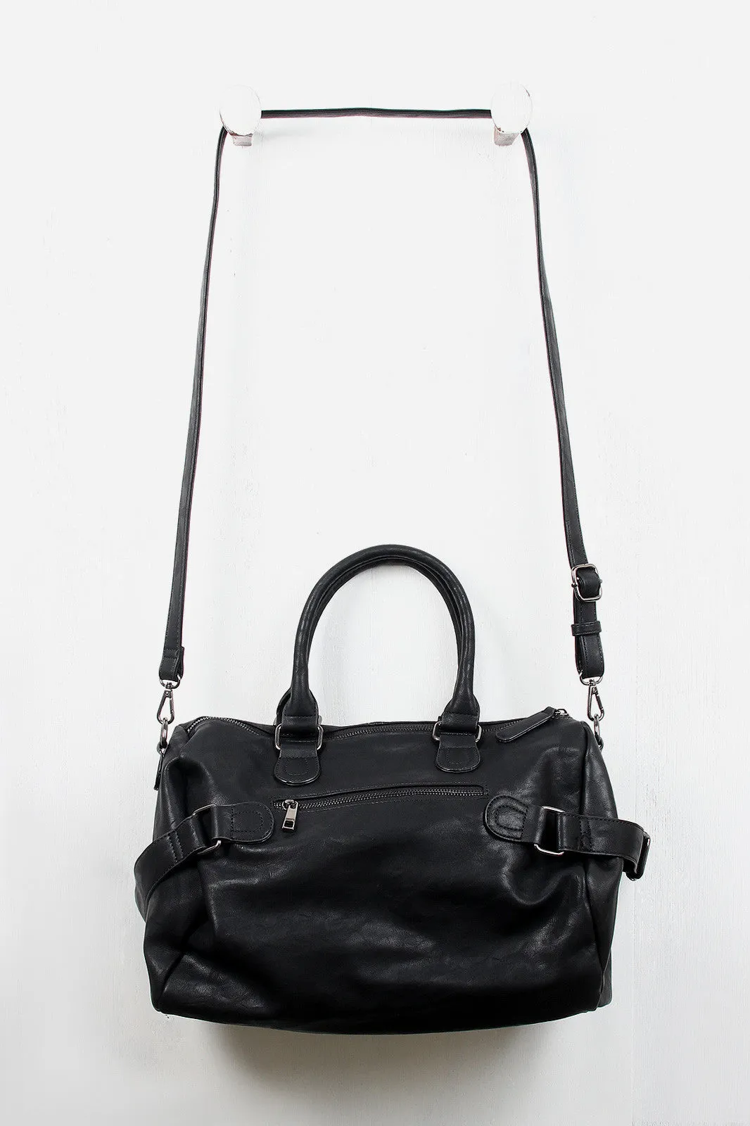 Commuter Closing soon Convenient delivery Leather Zip Bag Vegan Double