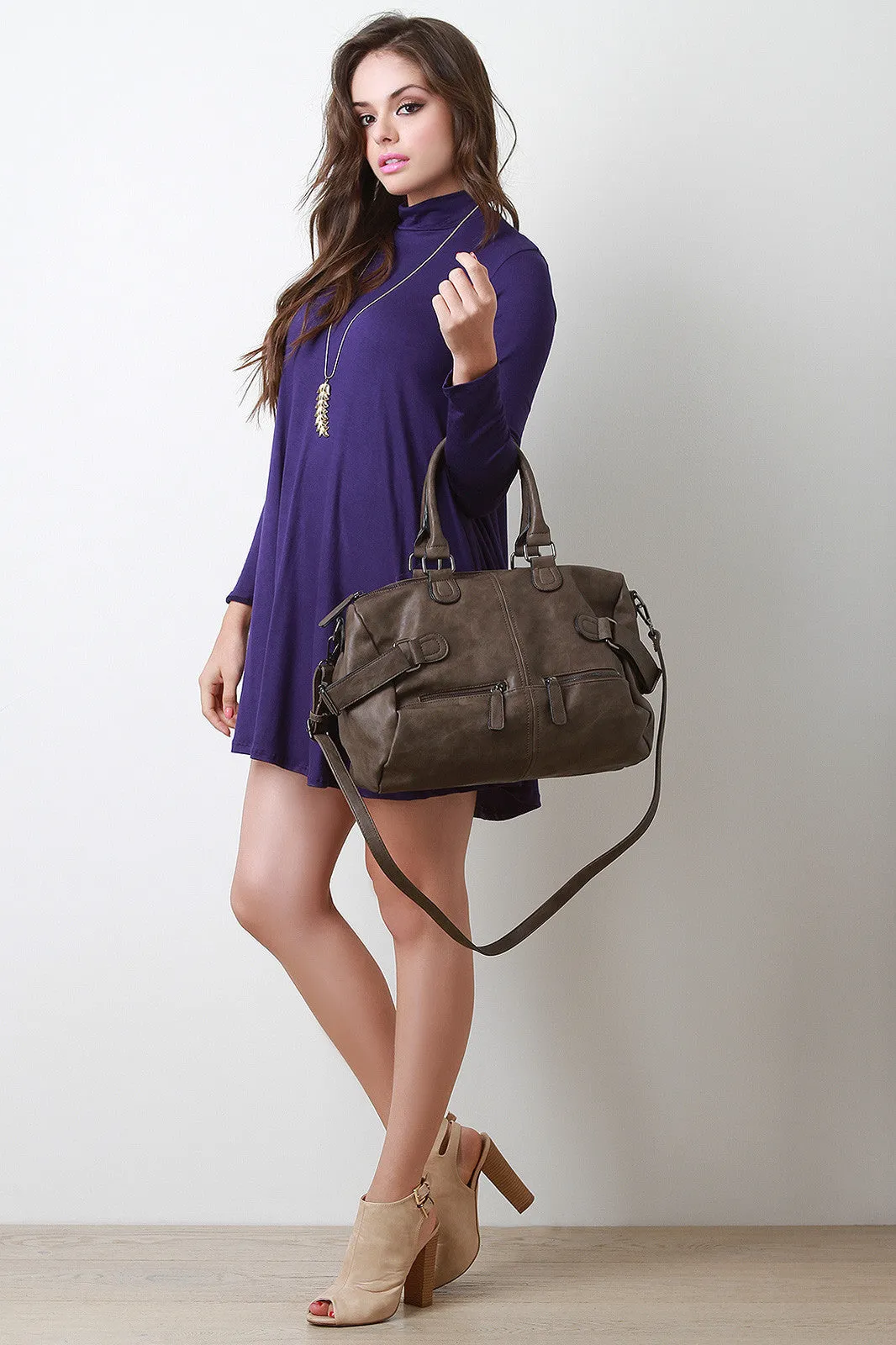 Commuter Closing soon Convenient delivery Leather Zip Bag Vegan Double
