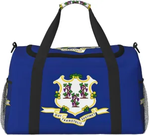 Connecticut State Flag print Personal Item Bag Carry on Bag Underseat Travel Duffel Bags Gym Carry On Sports Bags