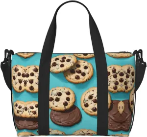 Cookies Food Chocolate Chips Biscuits Zippered Tote Bags For Women,Duffle Bag For Men,Spacious Travel Bag For Weekend Getaways