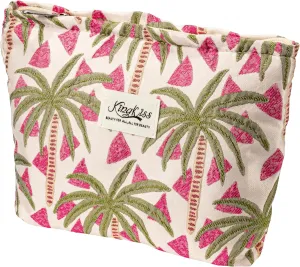 Coquette Makeup Bag Travel Zipper Pouch Cute Vintage Embroidered Aesthetic Small Coconut Cosmetic Bag for Purse Make Up Organizer for Women Girls