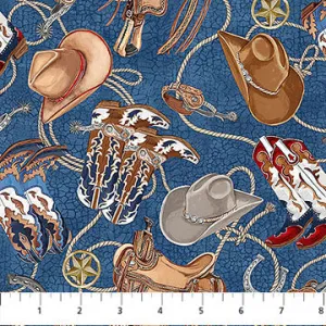 Cowboy Blues - Blue Multi Boots by Northcott by the yard 3391