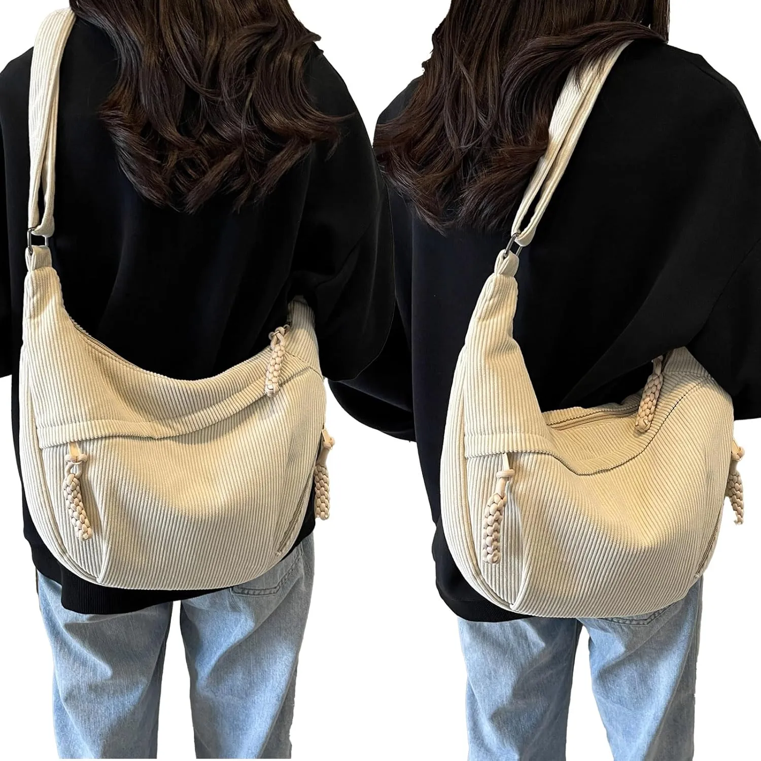 Crescent Crossbody Bags for Women Nylon Slouchy Sling Hobo Bag,Spacious Dumpling Shoulder Handbag Cross Body Purses
