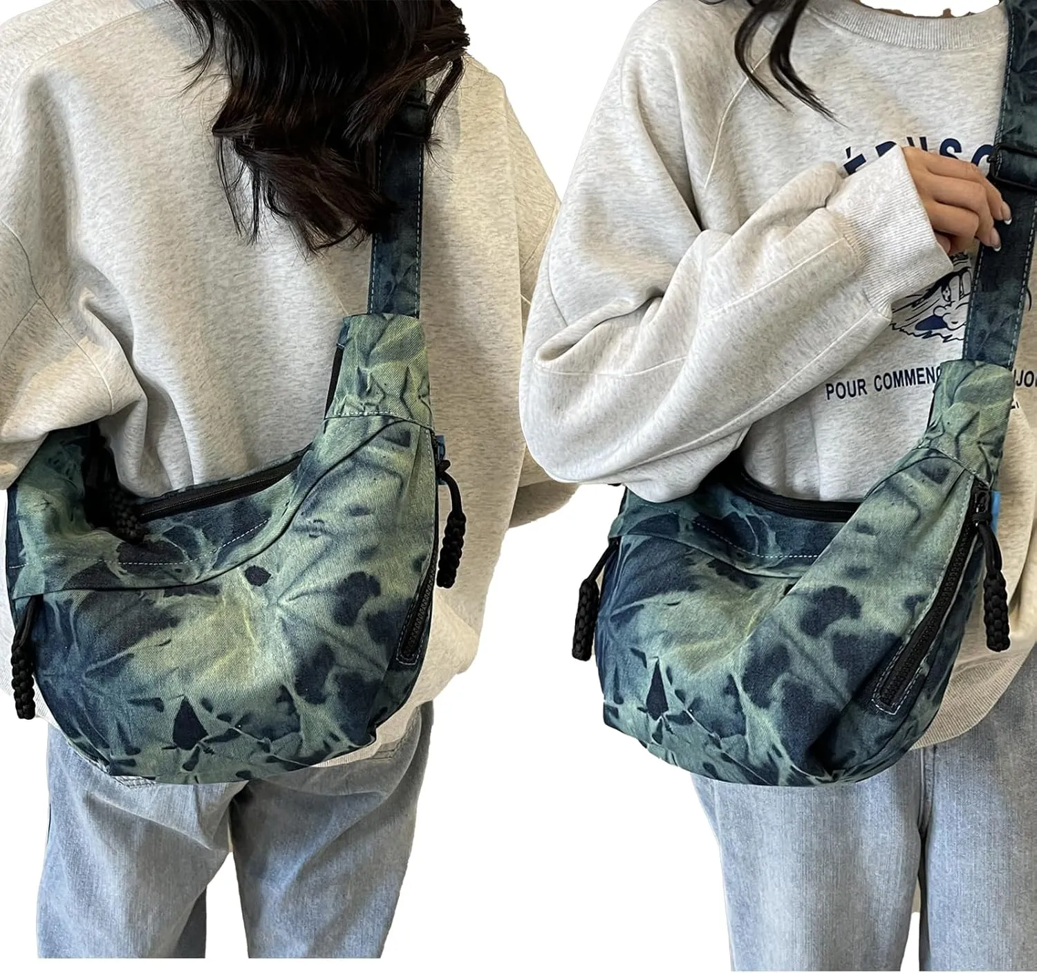 Crescent Crossbody Bags for Women Nylon Slouchy Sling Hobo Bag,Spacious Dumpling Shoulder Handbag Cross Body Purses