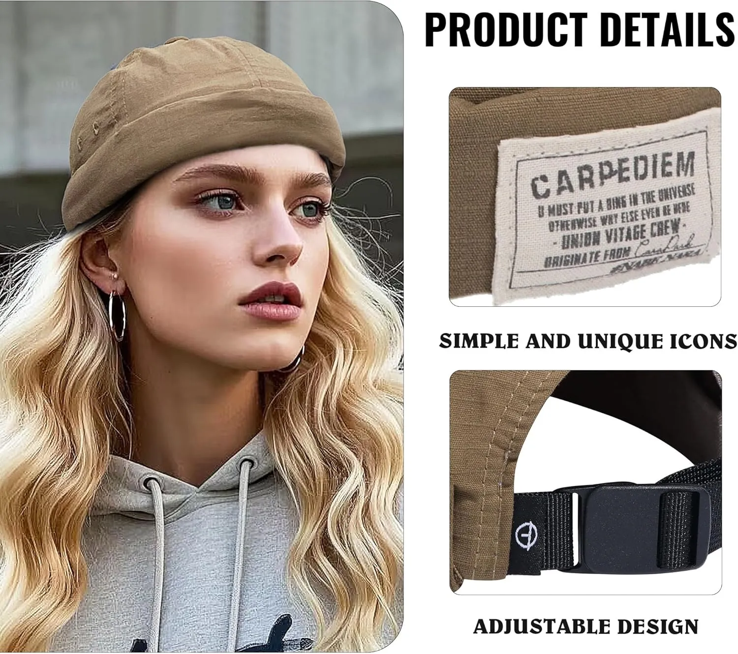 Croogo Hats for Men - Brimless Cap, Retro Strapback, Adjustable Landlord Skullcap