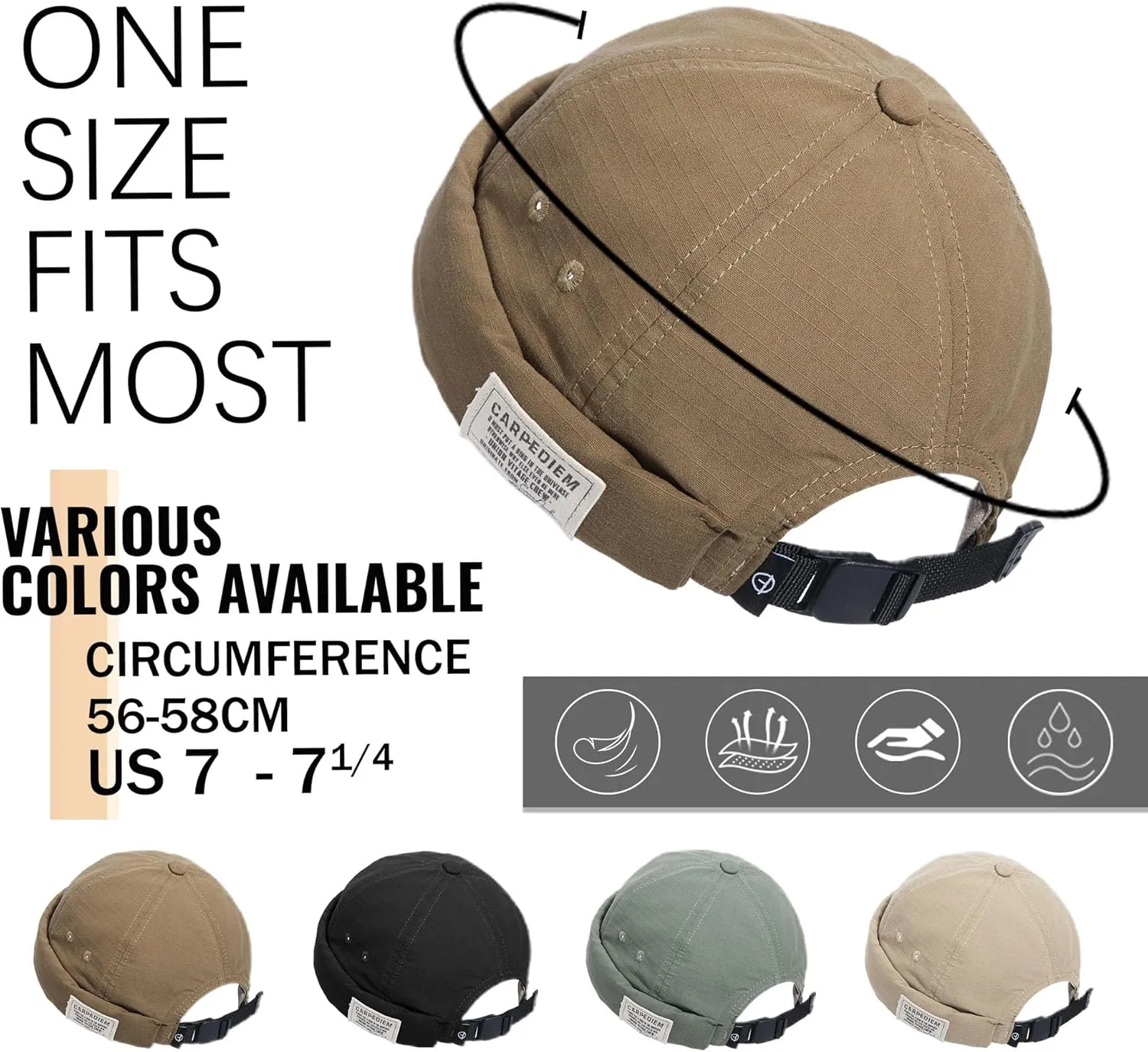 Croogo Hats for Men - Brimless Cap, Retro Strapback, Adjustable Landlord Skullcap