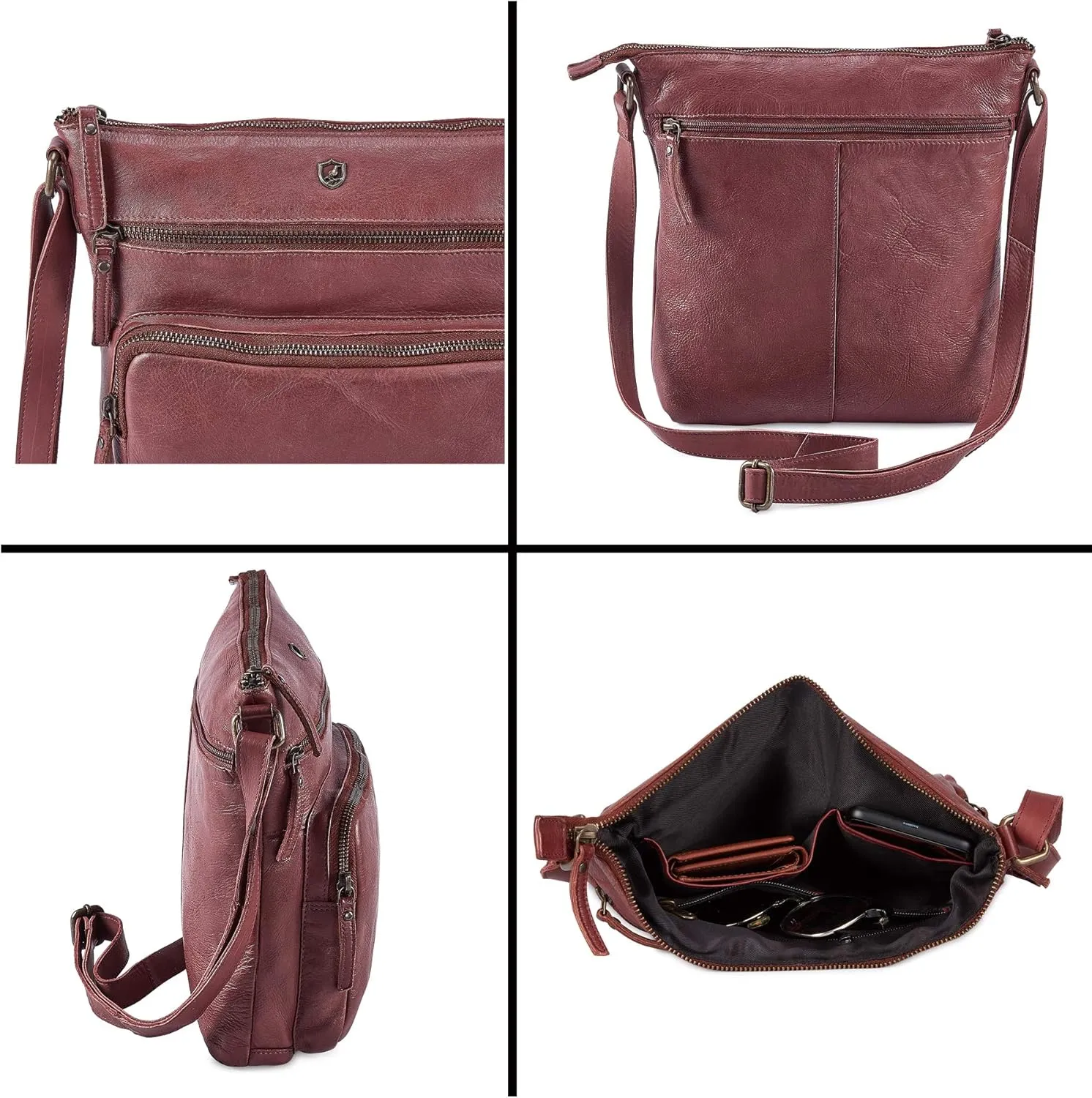 Crossbody Bags for Women Real Leather Purse Handmade Vintage Crossover Shoulder Pocketbook