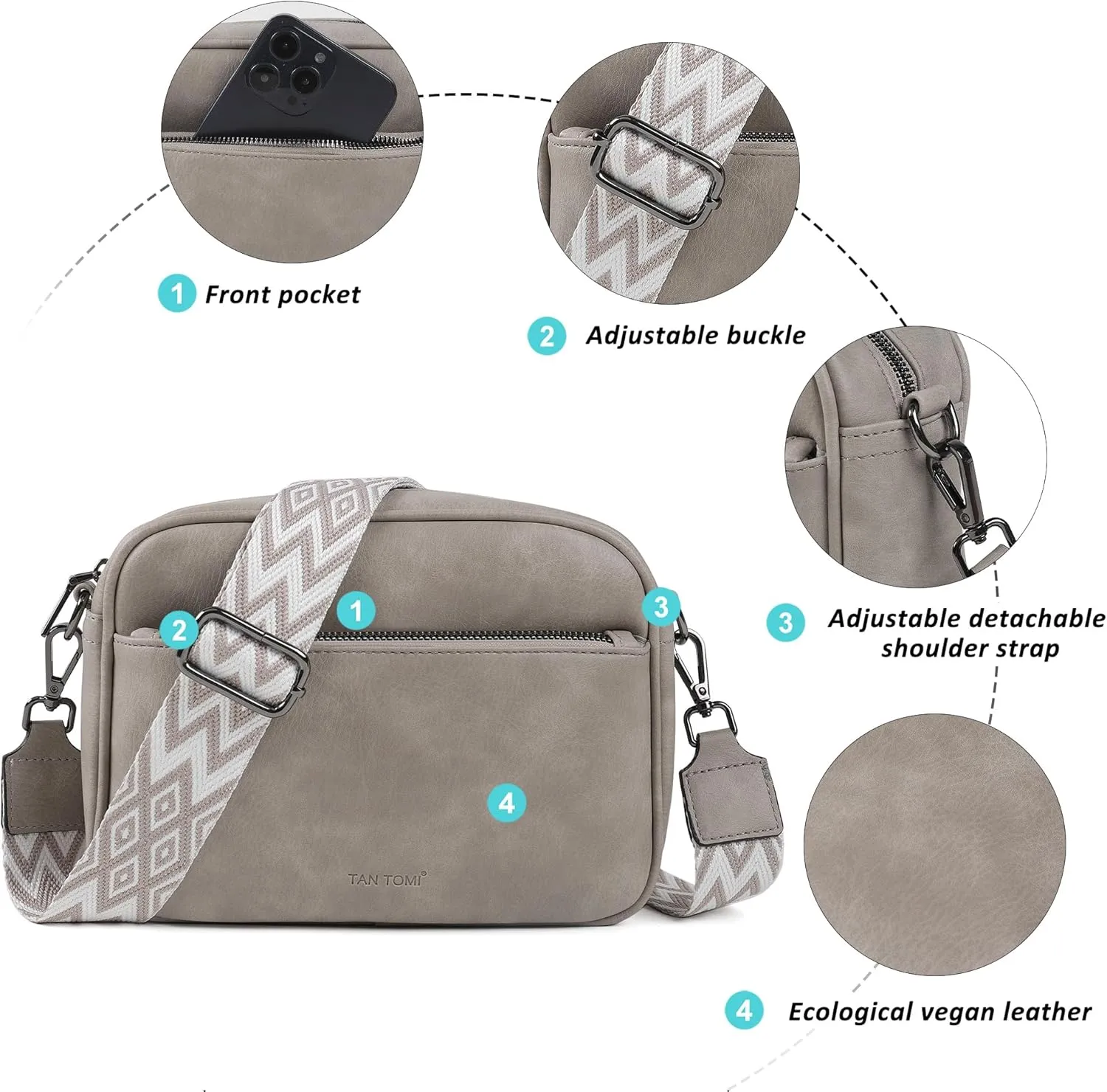 Crossbody Bags for Women Shoulder Bag Multifunctional Handbags with Compartments Small Purse with Wide Strap