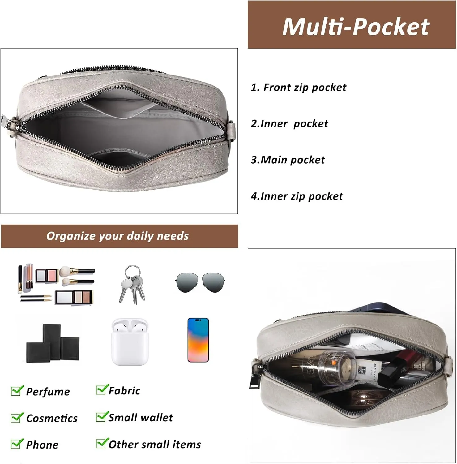 Crossbody Bags for Women Shoulder Bag Multifunctional Handbags with Compartments Small Purse with Wide Strap