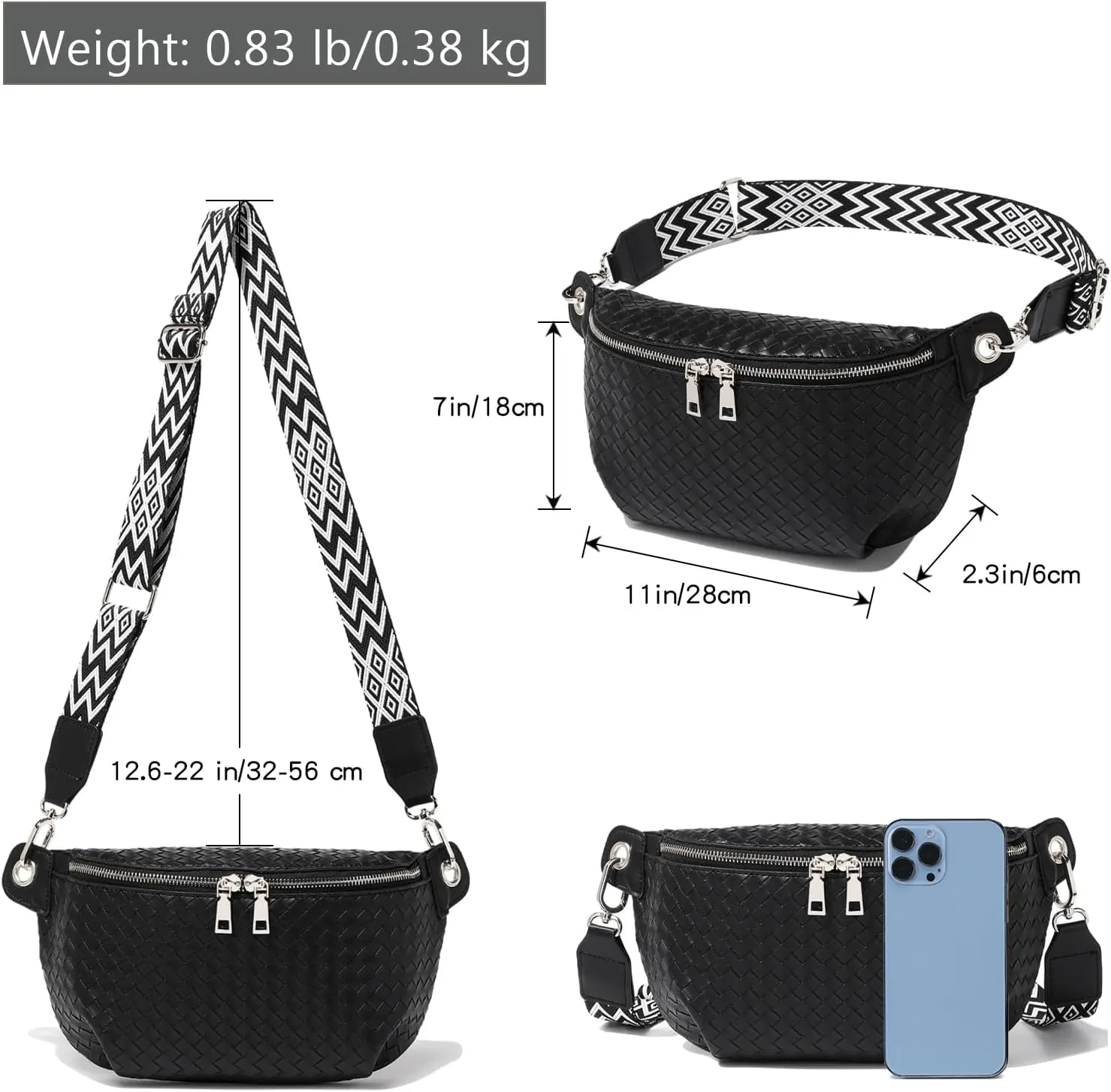 Crossbody Sling Bag Purse for Women - Small Chest Fanny Pack Trendy Travel Faux Leather Cross Body Bags with Adjustable Strap