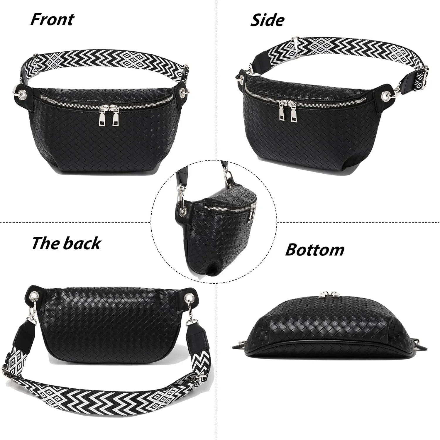Crossbody Sling Bag Purse for Women - Small Chest Fanny Pack Trendy Travel Faux Leather Cross Body Bags with Adjustable Strap