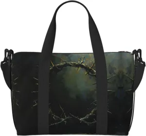 Crown Of Thorns Zippered Tote Bags For Women,Duffle Bag For Men,Spacious Travel Bag For Weekend Getaways