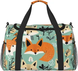 Curious Fox Print Travel Duffel Bag for Men & Women, Foldable Travel Bags and Spacious Weekender Tote Bag for Storage Toiletry Luggage Personal Item